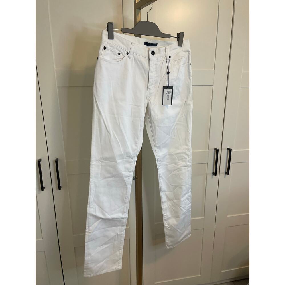 NWT: John Varvatos Woodward Slim Straight Jeans in White Size 30 - Picture 2 of 10